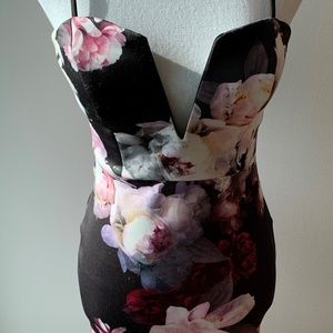 Pink and Black Floral low cut fitted